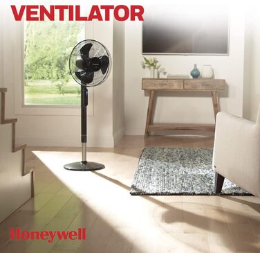 Вентилятор Honeywell Advanced QuietSet, підлоговий, 5 швидкостей, осциляційний, з таймером, регулюванням висоти та пультом ДУ, тихий