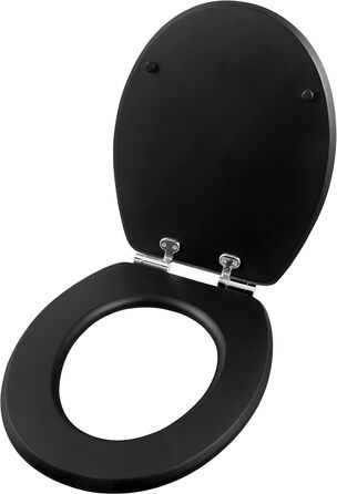 Сидіння для унітазу Cornat Prime Black Steel, дерев'яне, з мікроліфтом, швидке кріплення, чорне з срібною окантовкою