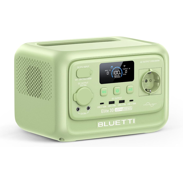 Портативна електростанція BLUETTI Elite 30 V2, ємність 288 Wh, номінальна потужність 600 W, пікова потужність 1500 W