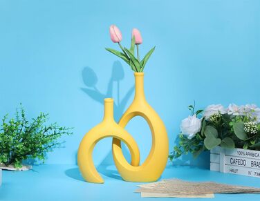 Набір керамічних ваз WUBIANJIE жовтого кольору в стилі бохо для дому: вітальні, спальні, каміна