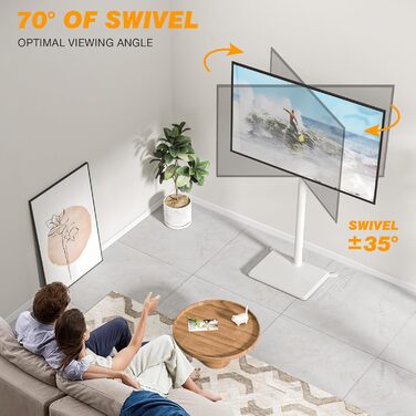 Підлогова стійка для телевізора TVON 32-55" (білий, регульована висота, поворотна, макс. 40 кг, VESA 400x400)