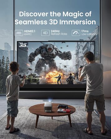 JMGO N1S 4K UHD Міні-проектор: Лазерний, 1100 ANSI люмен, Google TV, HDR10, Dolby Audio, для дому та бізнесу