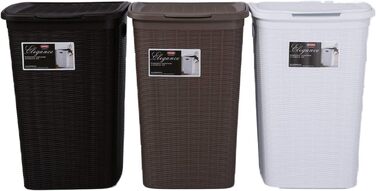Пластиковий кошик для білизни Stefanplast з відкидною кришкою, 50 л, колір мокка