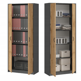 Стелаж SaraMeble 75 x 180 x 35 см, антрацит, дуб вотан, графіт