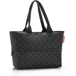 Сумка-шопер Reisenthel Shopper E1 - велика містка сумка для покупок, чорний колір, глянцевий принт Dots