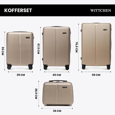 Валіза Wittchen Stripes Line XL (76.5x50x29 см) — великий дорожній кофр з ABS-пластику, 96 л, 4 колеса 360°, кодовий замок, золотиста