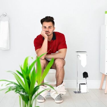 Комплект для туалету Relaxdays: туалетна щітка з тримачем і тримачем для паперу, чорний-сріблястий, 66x20x13 см
