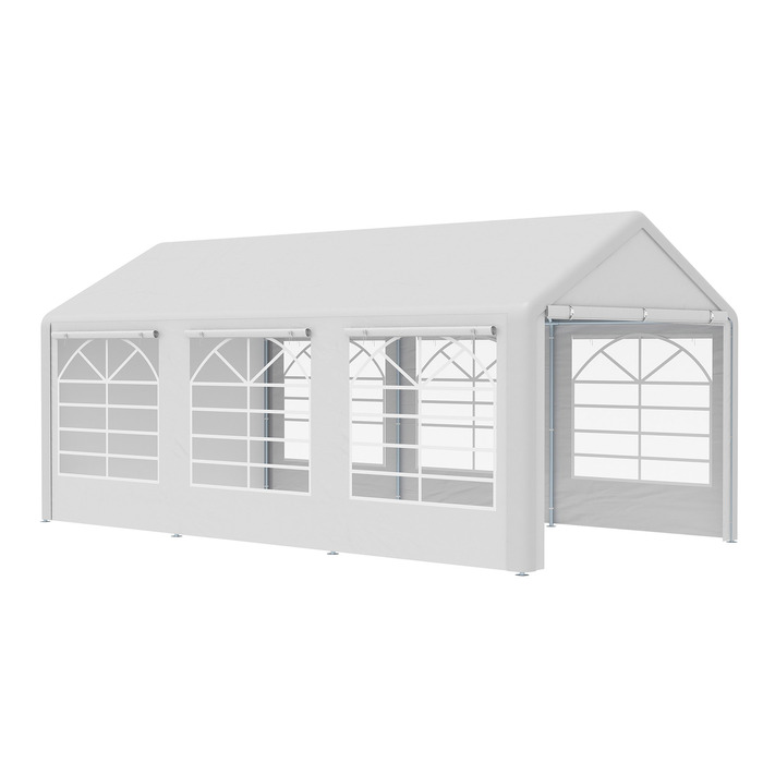Outsunny Альтанка Marquee Garden Marquee Садова альтанка з 4 боковинами Вікно Поліестер+Метал Білий 3x6м