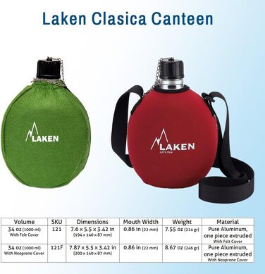 Спортивна пляшка для води Laken 111, 1000 мл, синя
