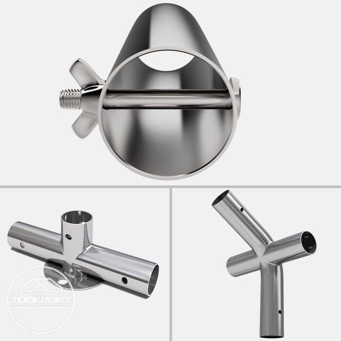 Намет для вечірок TOOLPORT 3x6 м, вогнестійкий, преміум-якість, сіро-білий, 100% водонепроникний з підлогою