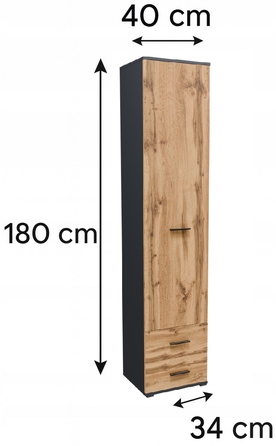 Стелаж Matkam 40 x 180 x 34 см, дуб вотан/графіт