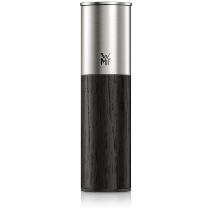 Мельниця для спецій WMF Nature Pro: сіль та перець, керамічний млин, регулювання помелу, арома-кришка, нержавіюча сталь та дерево, чорний колір