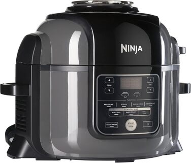 Мультиварка Ninja Foodi 6 л, 7-в-1: скороварка, аерофритюрниця, повільне приготування, гриль, OP300EU, сталь/чорний