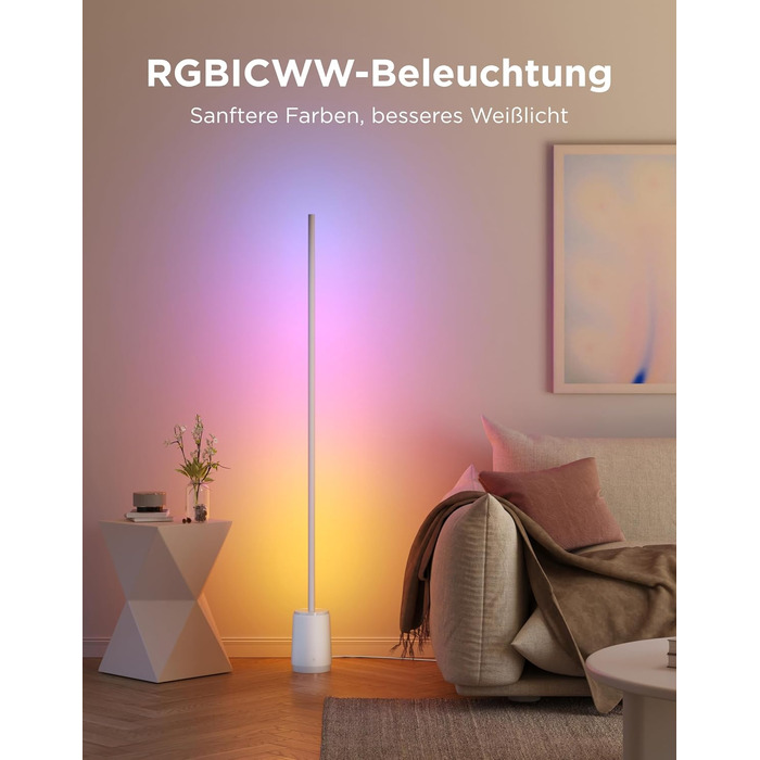 Розумна торшерна лампа Govee Stehlampe 3 Lite RGBICWW, 1400 лм, регульована яскравість, висота 152 см, срібляста