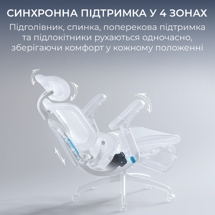 Крісло офісне Sihoo C300 LITE V2 White з підставкою для ніг