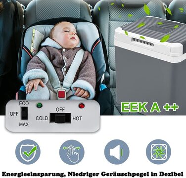 Автомобільний холодильник Aufun 48л з колесами: термобокс 12/230V для авто, кемпінгу, подорожей (сірий)