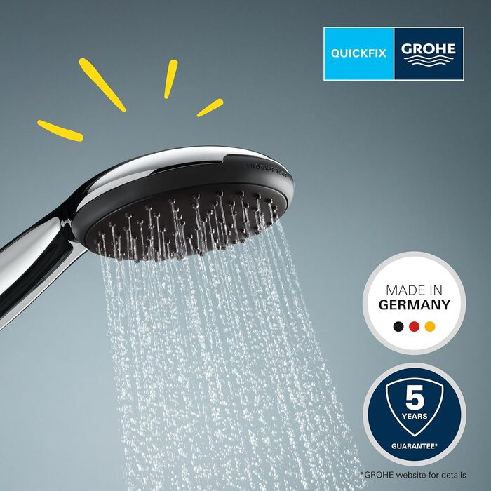 Душовий набір GROHE Vitalio 110: ручна лійка з шлангом 1,5м, економна (8 л/хв), універсальне підключення, хром, 26720001