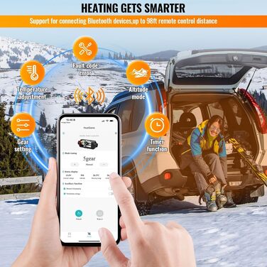 Автономний дизельний обігрівач VELPAX All in One 8кВт, 12/24/220В з Bluetooth, App та LCD-дисплеєм для авто, вантажівок, кемперів та човнів (білий)