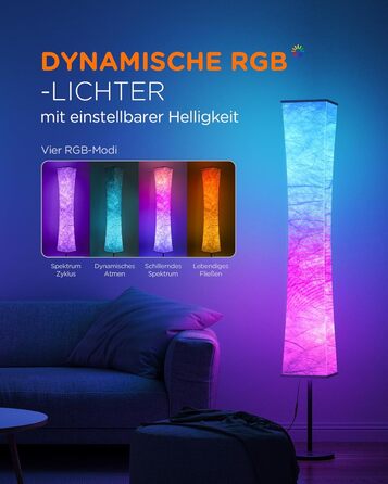 Торшер tomons для вітальні, диміруємий RGB LED з пультом та музичною синхронізацією, лампа для читання з білим текстильним абажуром для спальні та дитячої кімнати