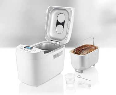 Хлібопічка UNOLD 68520 BACKMEISTER Big White, 1500 г, 15 програм, для безглютенового хліба, таймер, функція підігріву, LCD дисплей, біла