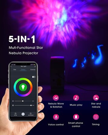Проєктор зоряного неба SUPPOU LED WiFi з керуванням зі смартфона, 3D проектор галактики, нічник для дітей та дорослих, RGB підсвічування, голосове керування, для вечірок, білий колір