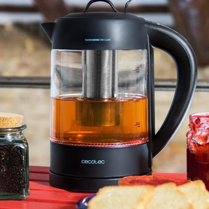 Електрочайник Cecotec ThermoSense 1,7 л, боросилікатне скло, 2200 Вт, без BPA, антикальковий фільтр, подвійний захист, база 360°