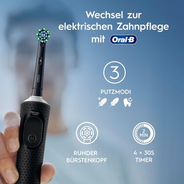 Електрична зубна щітка Oral-B Vitality Pro з 3 режимами чищення та насадкою Protect X Clean, чорна