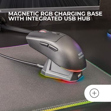 Бездротова ігрова миша Mars Gaming MMT3 RGB Flow, ультралегка 79г, 3200 DPI, біла