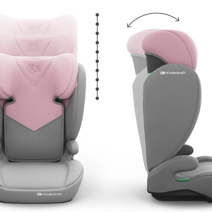 Дитяче автокрісло Kinderkraft I-SPARK 2 PRO (100-150 см), 2в1, i-Size, рожеве