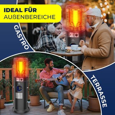 Газовий обігрівач KESSER® KE12 - Тепло для тераси: 10 кВт, з захисним чохлом, чорний (Газовий балон не входить у комплект)