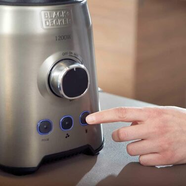 Стаціонарний блендер BLACK+DECKER BXJB1200E, 1200 Вт, 1,5 л, скляний глечик, 6 знімних лез із нержавіючої сталі, функції пульсації та колки льоду, придатний для миття в посудомийній машині