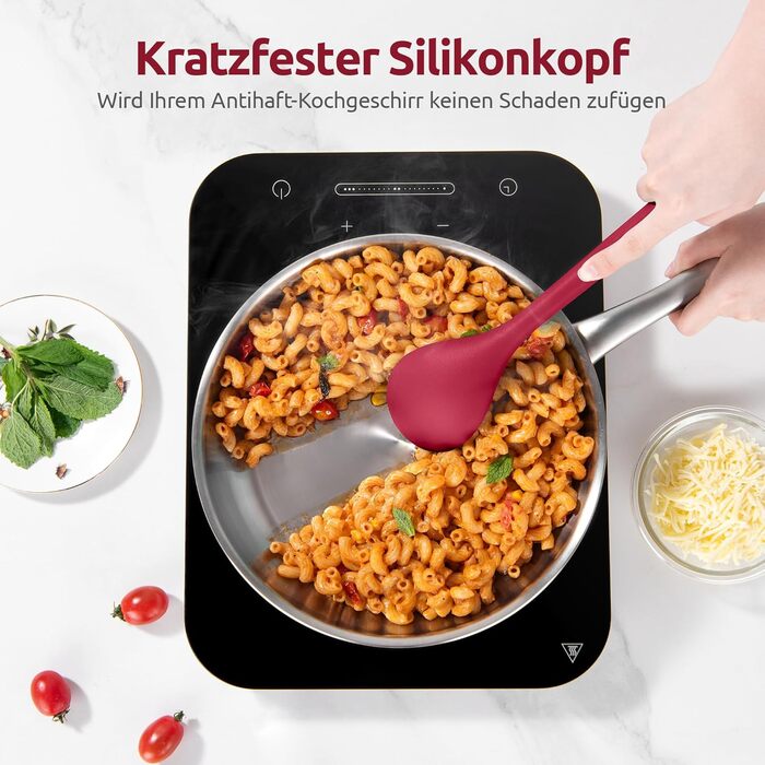 Набір кухонних аксесуарів U-Taste з силікону (5 шт.), стійкий до 315°C, BPA-free, антипригарний, для приготування, перемішування, подачі їжі (червоний)