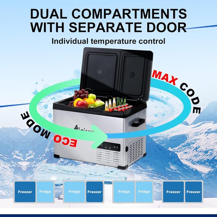 Автомобільний компресорний холодильник Alpicool T60 32л (-20°C до +20°C) для авто, кемпінгу, вантажівок, човнів з USB, електричний
