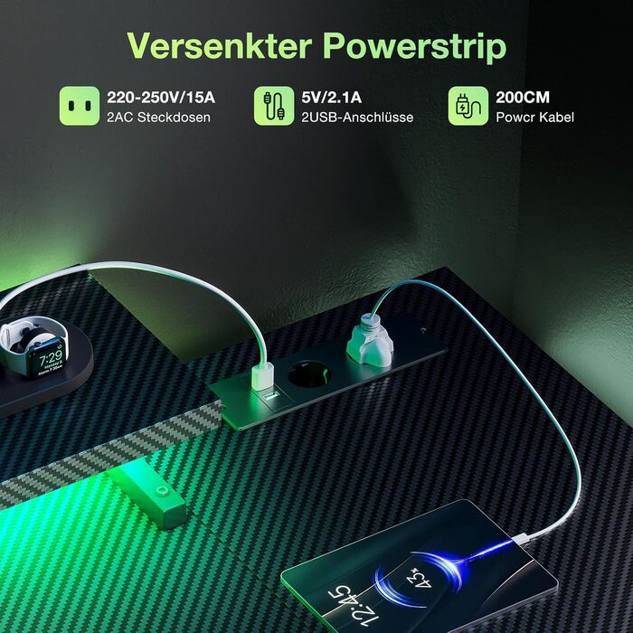 Ігровий кутовий стіл Coleshome з полицями та USB-розетками, з LED-підсвіткою для дому та офісу