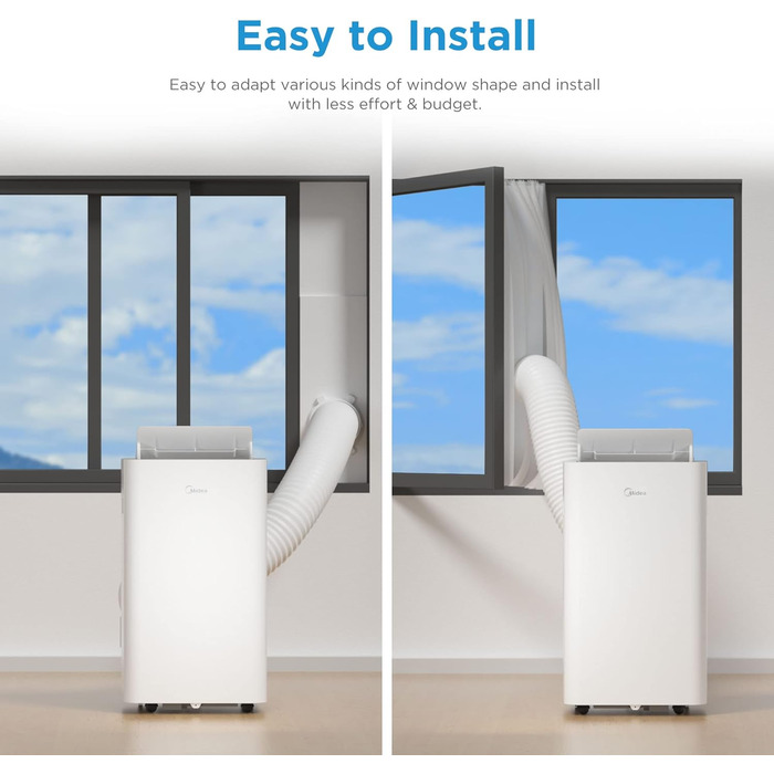 Мобільний кондиціонер Midea Silent Cool 26 Pro WF 9000 BTU, 2,6 кВт, для приміщень до 33 м², охолодження, вентиляція, осушення, з Wi-Fi, керування через додаток, Alexa, Google Home, IFTTT, з відвідним шлангом