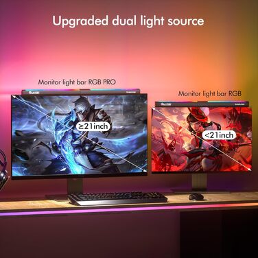 Quntis LED лампа для монітора 51 см, RGB підсвітка, USB, регульована світлова панель для комп’ютера, 15 кольорів, для ігор та читання