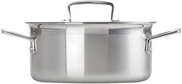Сковорода Le Creuset з кришкою з нержавіючої сталі, 20 см, для всіх типів плит (в т.ч. індукційних) та духовки, срібна