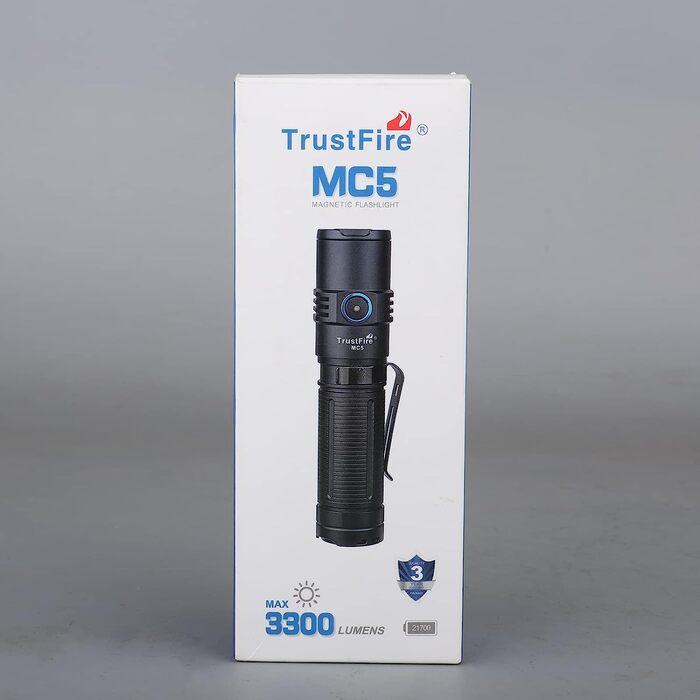 Ліхтарик TrustFire MC5 LED 3300 люменів, тактичний, ультраяскравий, IPX8 водонепроникний, акумуляторний, чорний