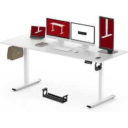 Електричний регульований стіл SANODESK 180x80 см для домашнього офісу, білий, ергономічний комп'ютерний стіл для роботи стоячи й сидячи
