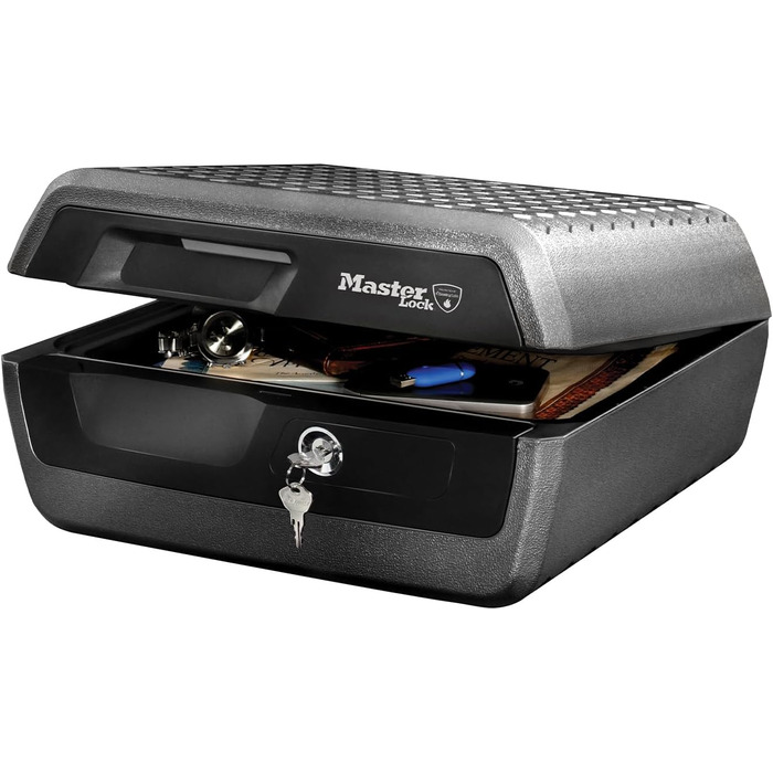 Вогнетривкий і водонепроникний сейф MASTER LOCK LCFW30100, 10 л, з ключовим замком для документів, електроніки та цінностей