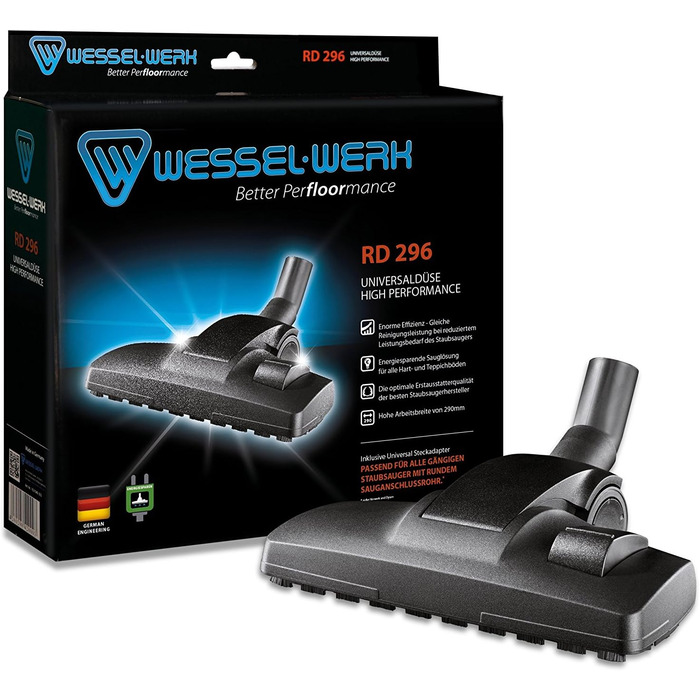 Універсальна насадка для пилососа Wessel-Werk, перемикна, для твердих підлог і килимів, з адаптером 32-38 мм, енергозберігаюча