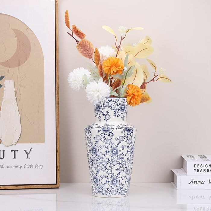 Ваза керамічна Blau-weiße Blumenvase в стилі Chinoiserie 27.9 см, вінтажна ваза для квітів, декор в сільському стилі