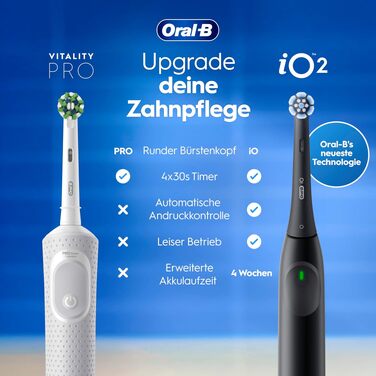 Електрична зубна щітка Oral-B Vitality Pro з 3 режимами чищення та насадкою Protect X Clean, чорна