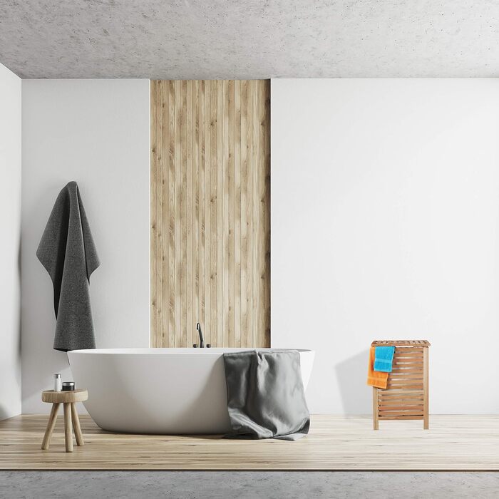 Кошик для білизни Relaxdays з горіха, прямокутний, з кришкою, 52 л, знімний мішок, 65,5x45x45 см, натуральний