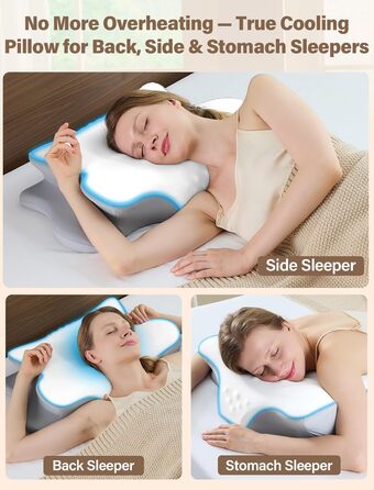 Ортопедична подушка для шиї з Memory Foam - ергономічна подушка для сну, що знімає біль у шиї, регульована за висотою для тих, хто спить на боці, з дихаючою обшивкою для комфортного сну (Біла, 40 x 66 см)