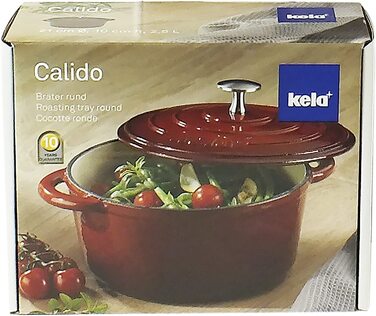 Жаровня з кришкою Kela Calido, чавунна, емальована, 5 л, для індукції, червона, кругла