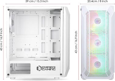 Ігровий корпус для ПК EMPIRE GAMING Ruby, білий, середній Tower ATX/MATX/ITX, акрилова бокова панель, ARGB підсвічування, 4 вентилятори 120 мм, MB Sync