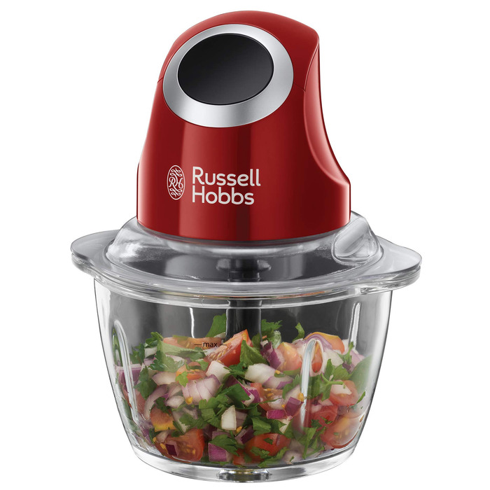 Електричний міні-подрібнювач Russell Hobbs Desire (24660-56) для овочів, фруктів та м'яса, скляна чаша 500 мл з кришкою для зберігання, червоний