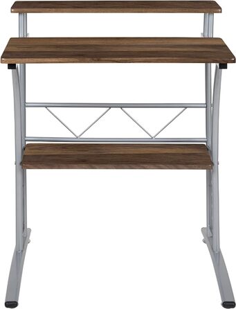 Комп'ютерний стіл Flash Furniture з металу та МДФ, полицями, рустикальний горіх