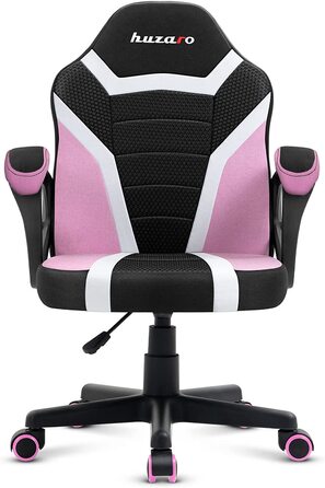 Геймерське крісло для дітей Huzaro Ranger 1.0, рожеве, ергономічне, з підлокітниками, регулюванням висоти, гумові колеса, сучасний дизайн, сітка